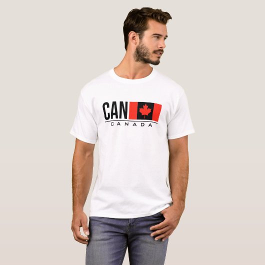 カナダ国旗国際的国コードのスポーツ Tシャツ (正面フル)