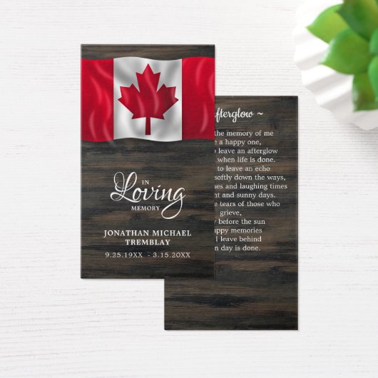 カナダ国旗悔やみや弔慰メモリアル葬儀祈りの言葉カード (デスク)