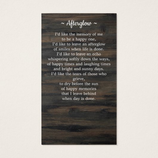 カナダ国旗悔やみや弔慰メモリアル葬儀祈りの言葉カード (裏面)