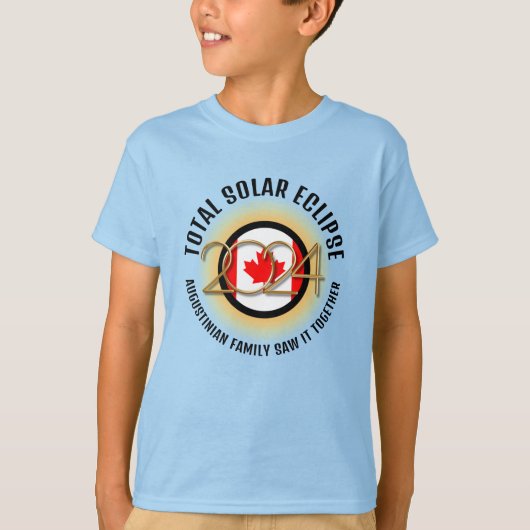 カナダ国旗2024 TOTAL 太陽の ECLIPSE Blue Kids Tシャツ (正面)