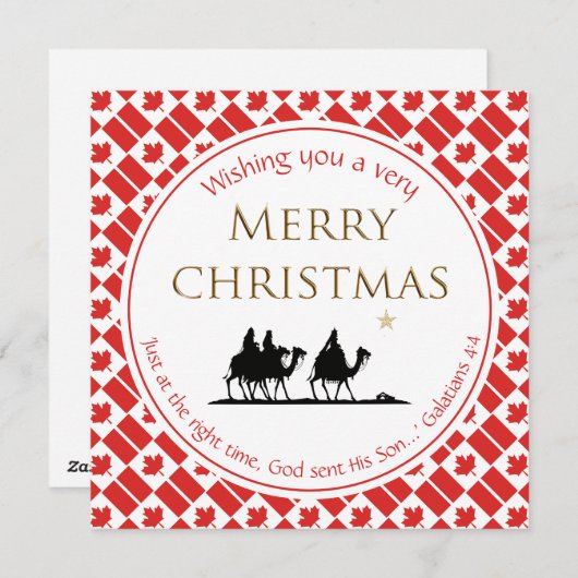 カナダ国旗3賢人カナダのクリスマス シーズンカード (正面/裏面)