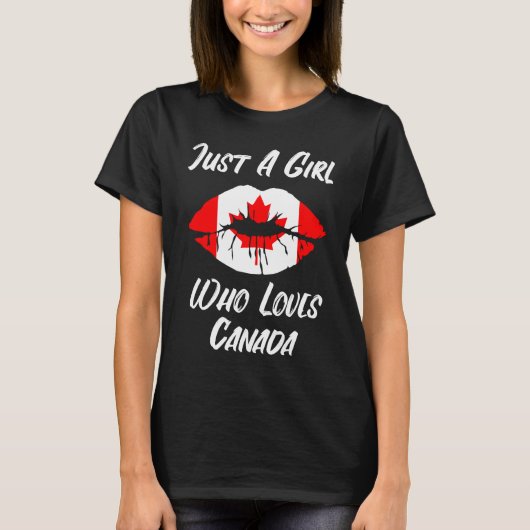 カナダ国旗 カナダの唇 口 愛 Tシャツ (正面)