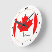 カナダ国旗、カナダトレンディーファッション/デザイン時計 ラウンド壁時計 (傾斜)