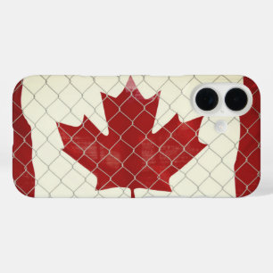 カナダ国旗。チェーンリンクフェンス。素朴.カッコいい. iPhone 16ケース