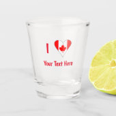 (カナダ国旗 ハート)あなたのテキスト 赤 ショットグラス (正面)