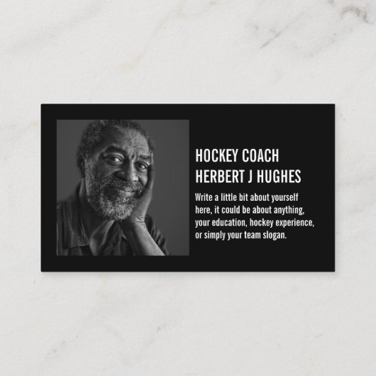 カナダ国旗、ホッケープレーヤー、ホッケーコーチの写真 名刺 (裏面)