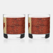 カナダ国旗(内樺の木樹皮) ウイスキーグラス (左)