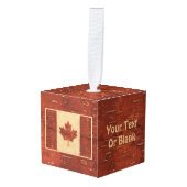 カナダ国旗(内樺の木樹皮) キューブオーナメント (正面アングル)