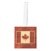 カナダ国旗(内樺の木樹皮) キューブオーナメント (正面)