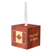 カナダ国旗(内樺の木樹皮) キューブオーナメント (裏面アングル)