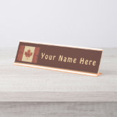 カナダ国旗(内樺の木樹皮) デスクネームプレート (正面)