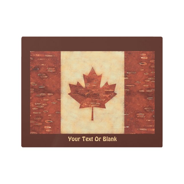 カナダ国旗(内樺の木樹皮) メタルプリント (正面)