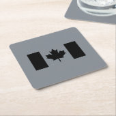 カナダ国旗(黒) スクエアペーパーコースター (アングル)