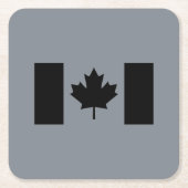 カナダ国旗(黒) スクエアペーパーコースター (正面)