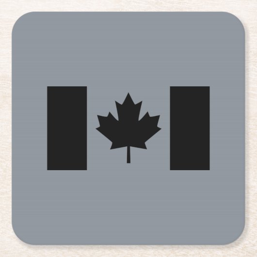 カナダ国旗(黒) スクエアペーパーコースター (正面)