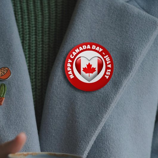 カナダ国旗 | 3Dハートアイコン |エンブレムブローチ 缶バッジ