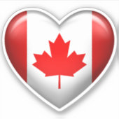 カナダ国旗 | 3Dハートアイコン シール (正面)