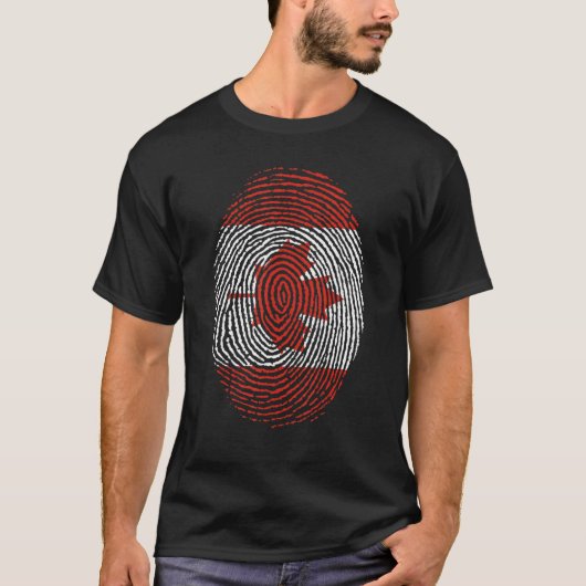 カナダ国旗Dna指紋男性女性キッド Tシャツ (正面)