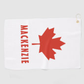 カナダ国旗Red Maple Leaf Canada Day Name文字 ゴルフタオル (横)
