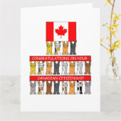 カナダ国籍の猫と旗おめでとう カード (黄色い花)