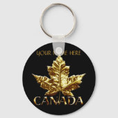 カナダ土産キーチェーンパーソナライズされた金ゴールドメダル キーホルダー (正面)