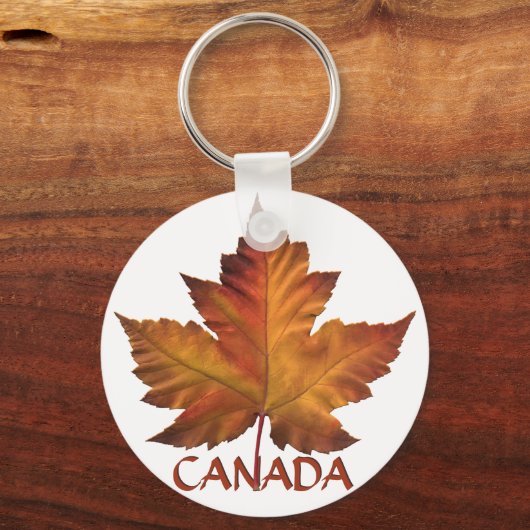 カナダ土産キーチェーン金ゴールドクロムメープルリーフ キーホルダー (正面)