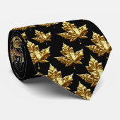 カナダ土産タイおもしろい金ゴールドカナダメープルリーフタイ ネクタイ (ロール)