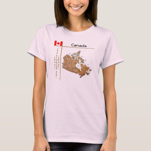 カナダ地図フラグタイトルTシャツ Tシャツ (正面)