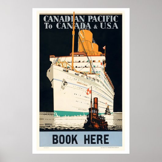カナダ太平洋線で行くカナダ・アメリカ旅行 ヴィンテージ旅行 ポスター (正面)
