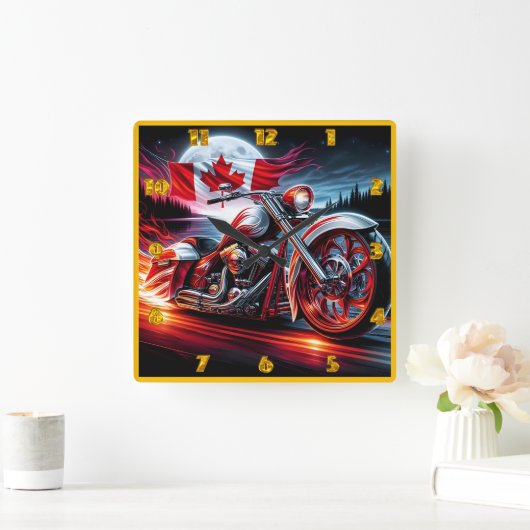 カナダ威厳のあるの夜空の下を乗る スクエア壁時計 (ホーム)