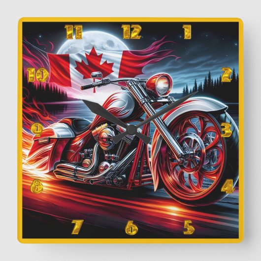 カナダ威厳のあるの夜空の下を乗る スクエア壁時計 (正面)