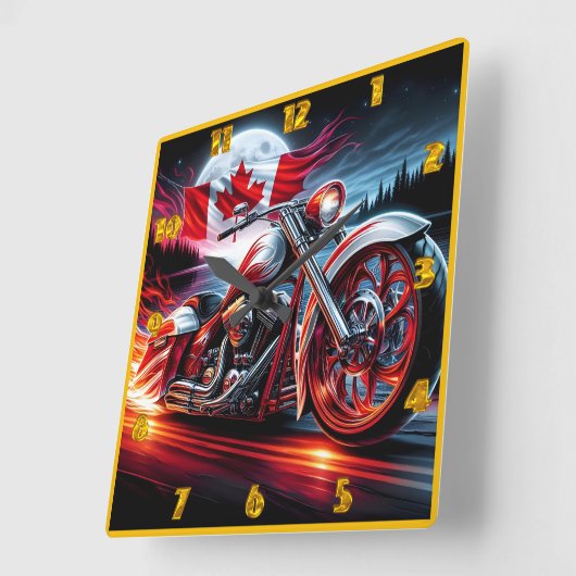 カナダ威厳のあるの夜空の下を乗る スクエア壁時計 (傾斜)