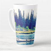 カナダ威厳のあるの荒野の森。買今 カフェラテマグ (左アングル)