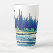 カナダ威厳のあるの荒野の森。買今 カフェラテマグ (正面)