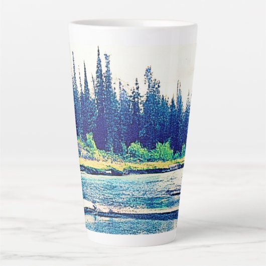 カナダ威厳のあるの荒野の森。買今 カフェラテマグ (正面)