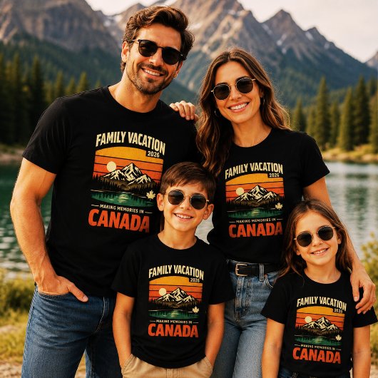 カナダ家族旅行2026 レトロな山旅 Tシャツ