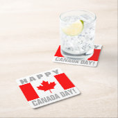 カナダ幸せな日のカナダの旗の紙の飲み物のコースター スクエアペーパーコースター (インサイチュ)