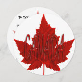 カナダ招待状パーソナライズされたカナダ国旗RSVP 招待状 (正面/裏面)