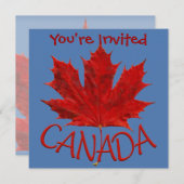 カナダ招待状パーソナライズされたカナダ国旗RSVP 招待状 (正面/裏面)