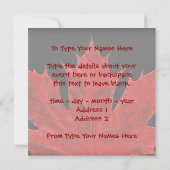 カナダ招待状パーソナライズされたカナダ国旗RSVP 招待状 (裏面)