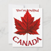カナダ招待状パーソナライズされたカナダ国旗RSVP 招待状 (正面)