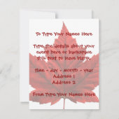 カナダ招待状パーソナライズされたカナダ国旗RSVP 招待状 (裏面)