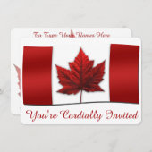 カナダ招待状パーソナライズされたカナダRSVPカード 招待状 (正面/裏面)