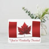 カナダ招待状パーソナライズされたカナダRSVPカード 招待状 (スタンド正面)