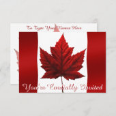 カナダ招待状パーソナライズされたカナダRSVPカード 招待状 (正面/裏面)