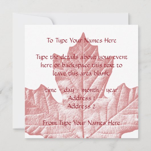 カナダ招待状パーソナライズされたMaple Leaf CN RSVP 招待状 (裏面)