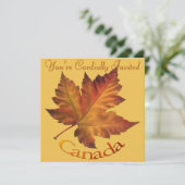 カナダ招待状パーソナライズされたMaple Leaf CN RSVP 招待状 (スタンド正面)