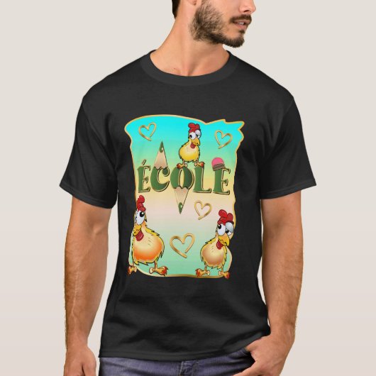 カナダ教育フランス語教師子供ニワトリSCH Tシャツ (正面)