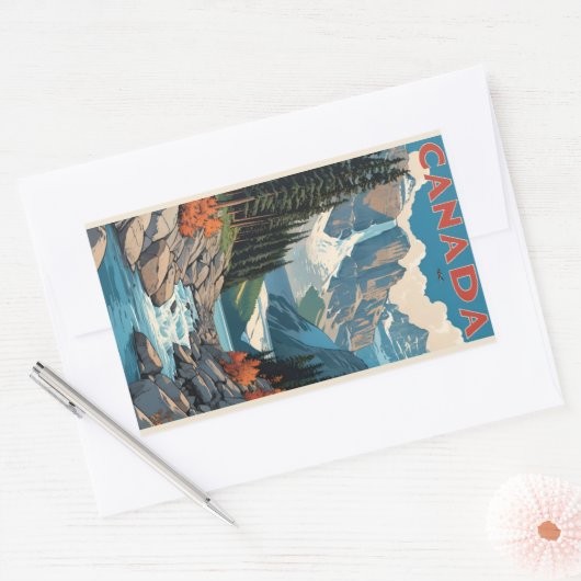 カナダ旅行ポスター 長方形シール (封筒)