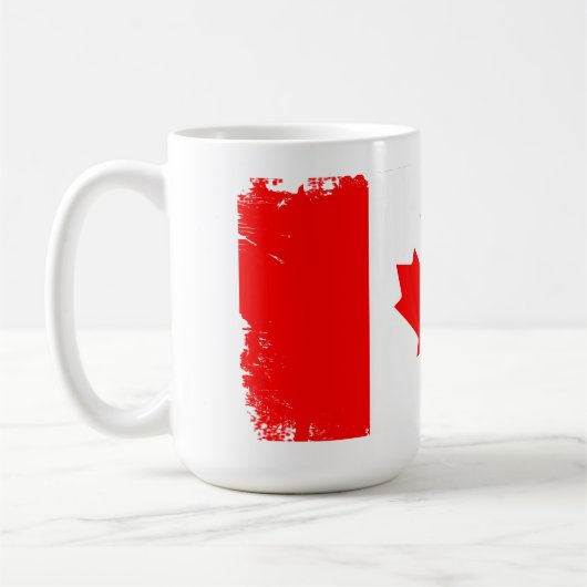 カナダ旗 ディストressedデザイン コーヒーマグカップ (左)